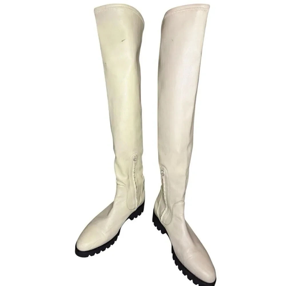 Theory Over-The-Knee Boot in Faux Leather White sz 9 US